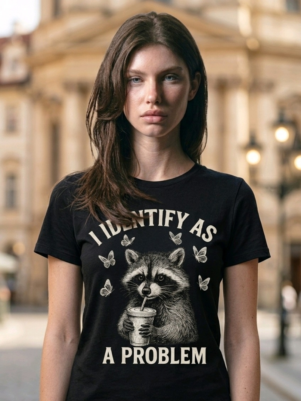 I Identify As A Problem Raccoon Graphic Tee